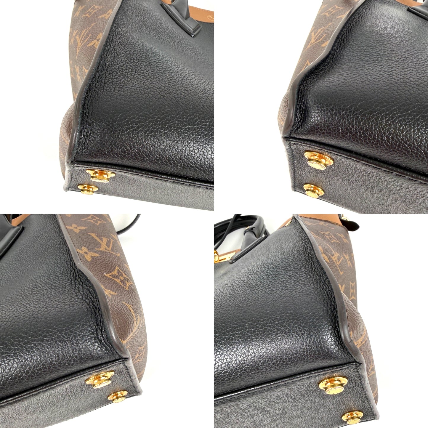LOUIS VUITTON On My Side Black Brown Top Handle Crossbody Tote Bag MM