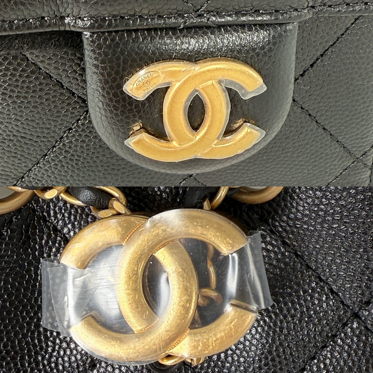 CHANEL 25 Mini Black Quilted Caviar Leather Shoulder Bag New with tag