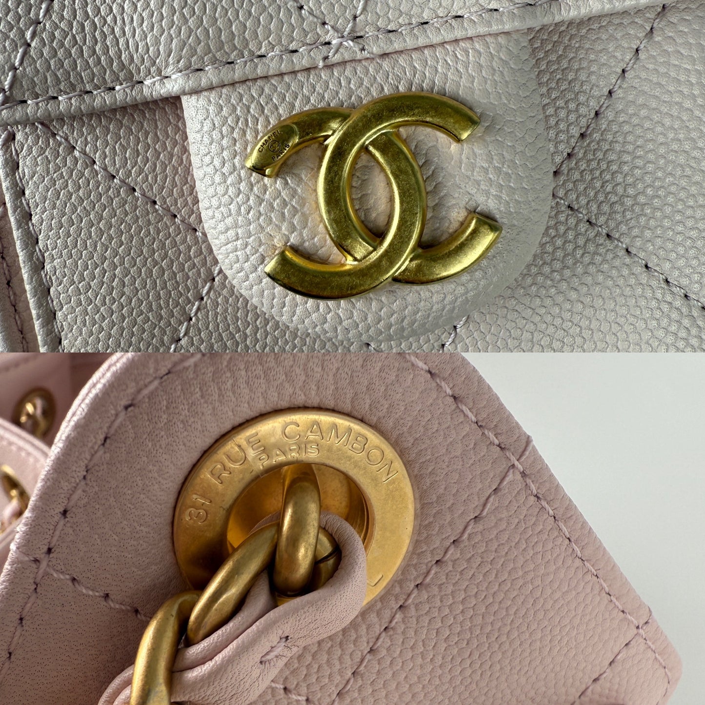 New CHANEL 25 Mini Pink Quilted Caviar Leather Shoulder Bag