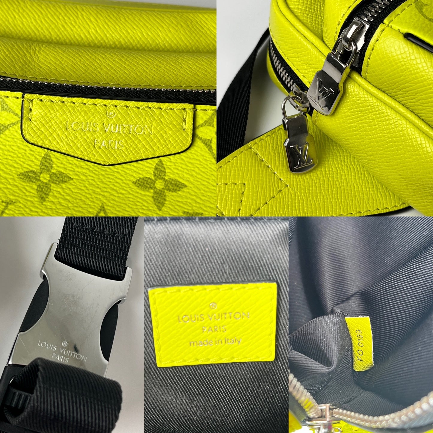 LOUIS VUITTON Taiga Outdoor Bumbag Neon Yellow Crossbody Bag