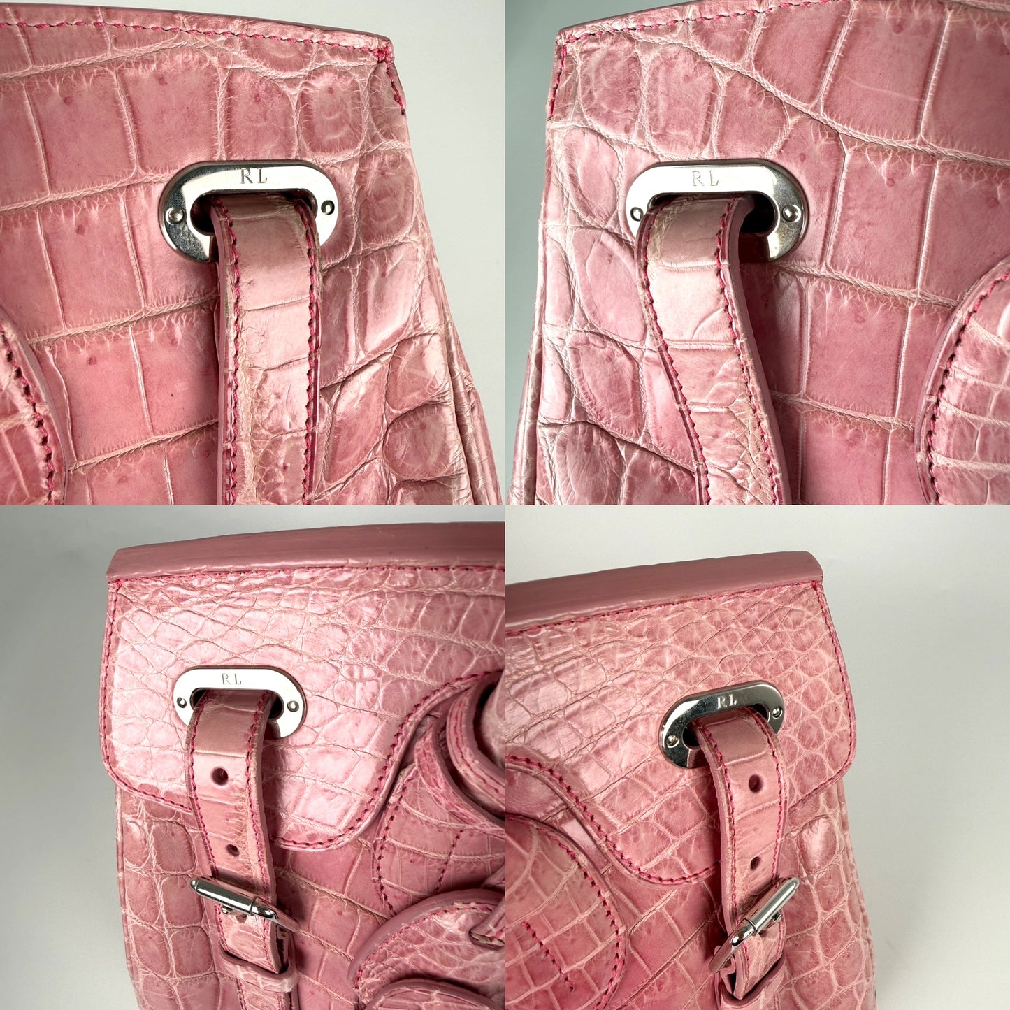 Ralph Lauren Collection Ricky 33 Alligator Pink Satchel Top Handle Bag