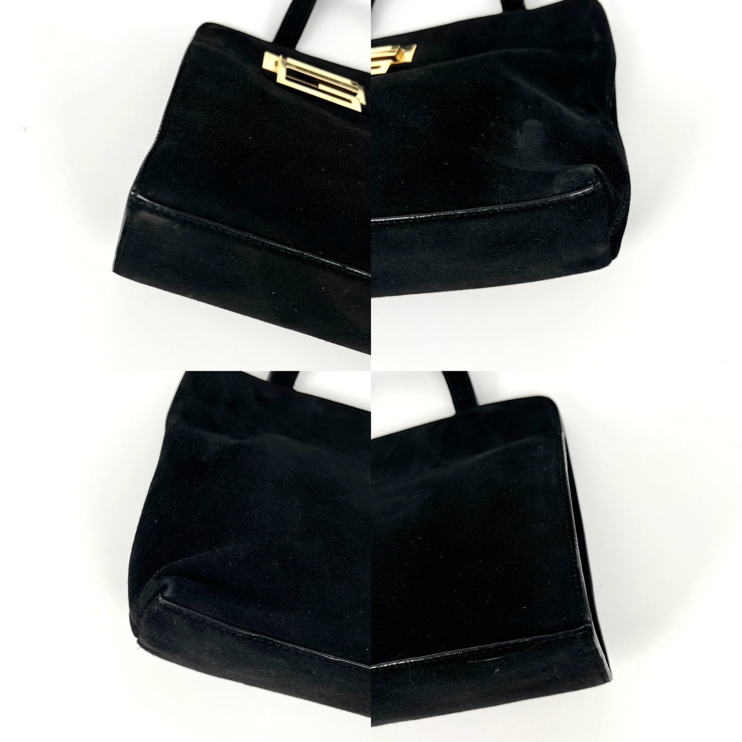 Vintage GUCCI Suede Black Mini Top Handle Satchel Bag