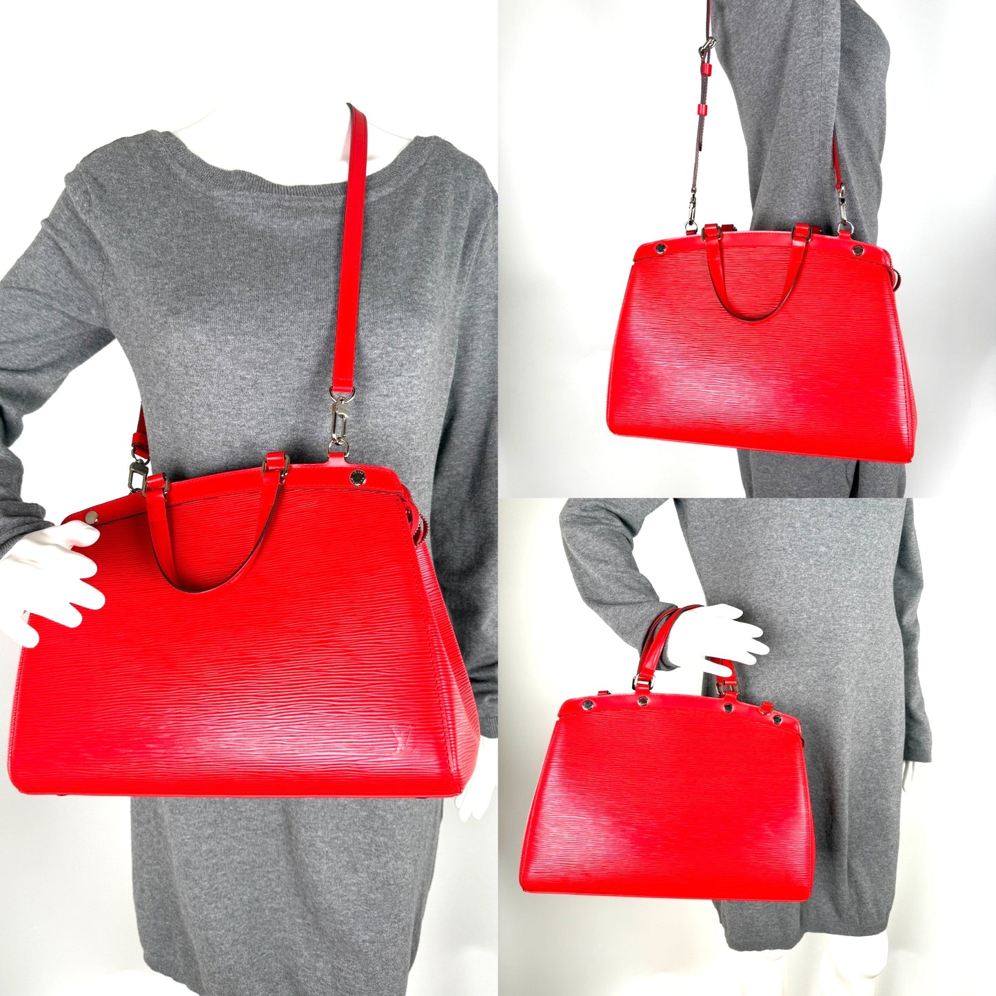 LOUIS VUITTON Brea MM Red Coquelicot Epi Leather Tote Shoulder Bag