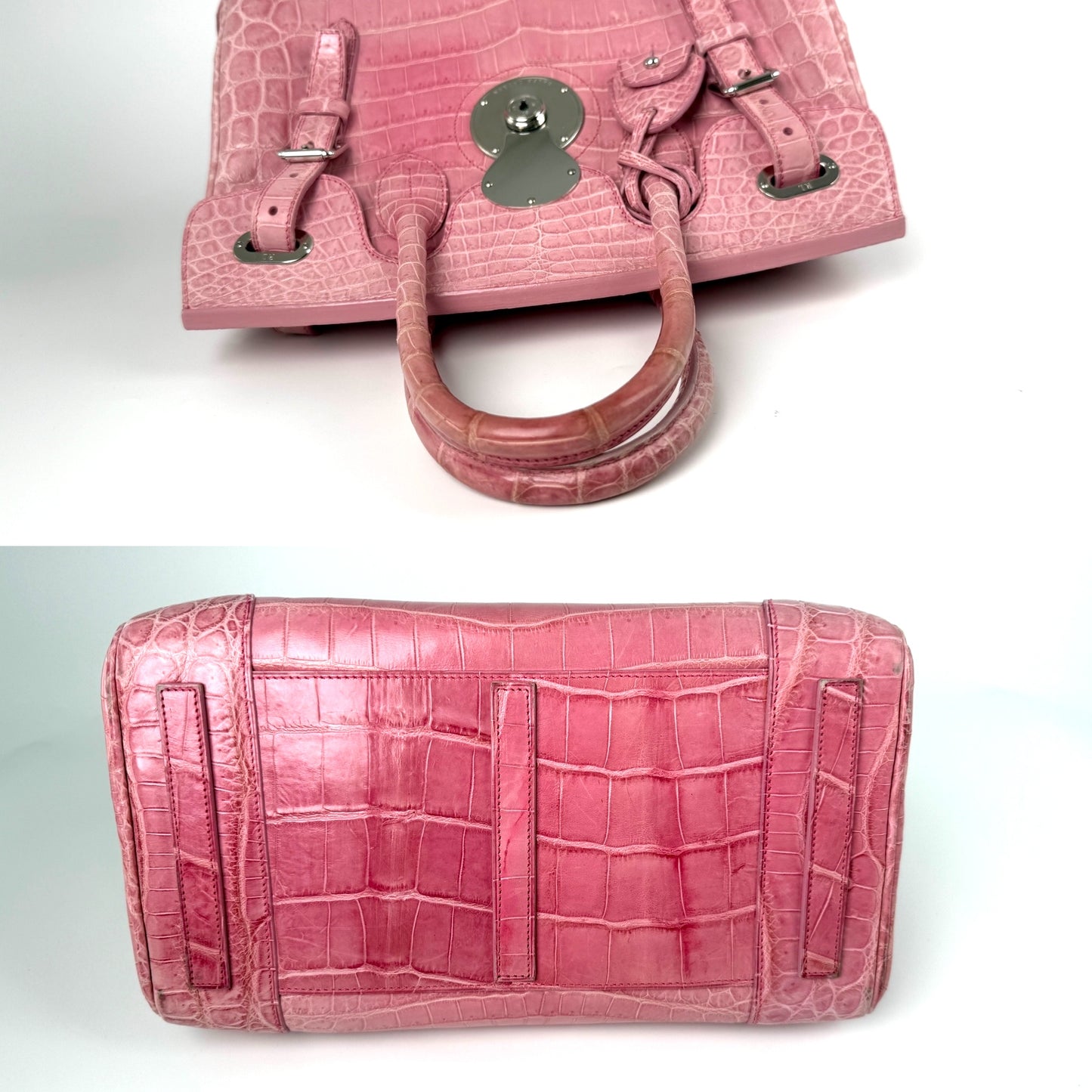 Ralph Lauren Collection Ricky 33 Alligator Pink Satchel Top Handle Bag