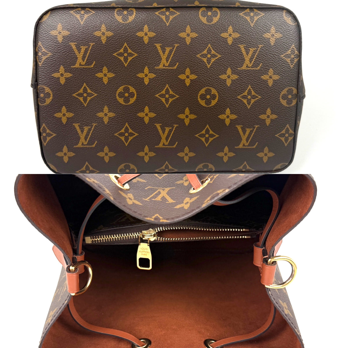 Louis Vuitton Neonoe Monogram Canvas Brown Caramel Leather MM 2025 Bucket Shoulder Crossbody Bag