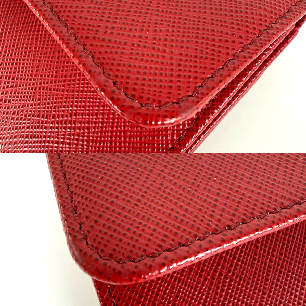 Prada Red 2025 Saffiano Leather Trifold Compact Flap Wallet