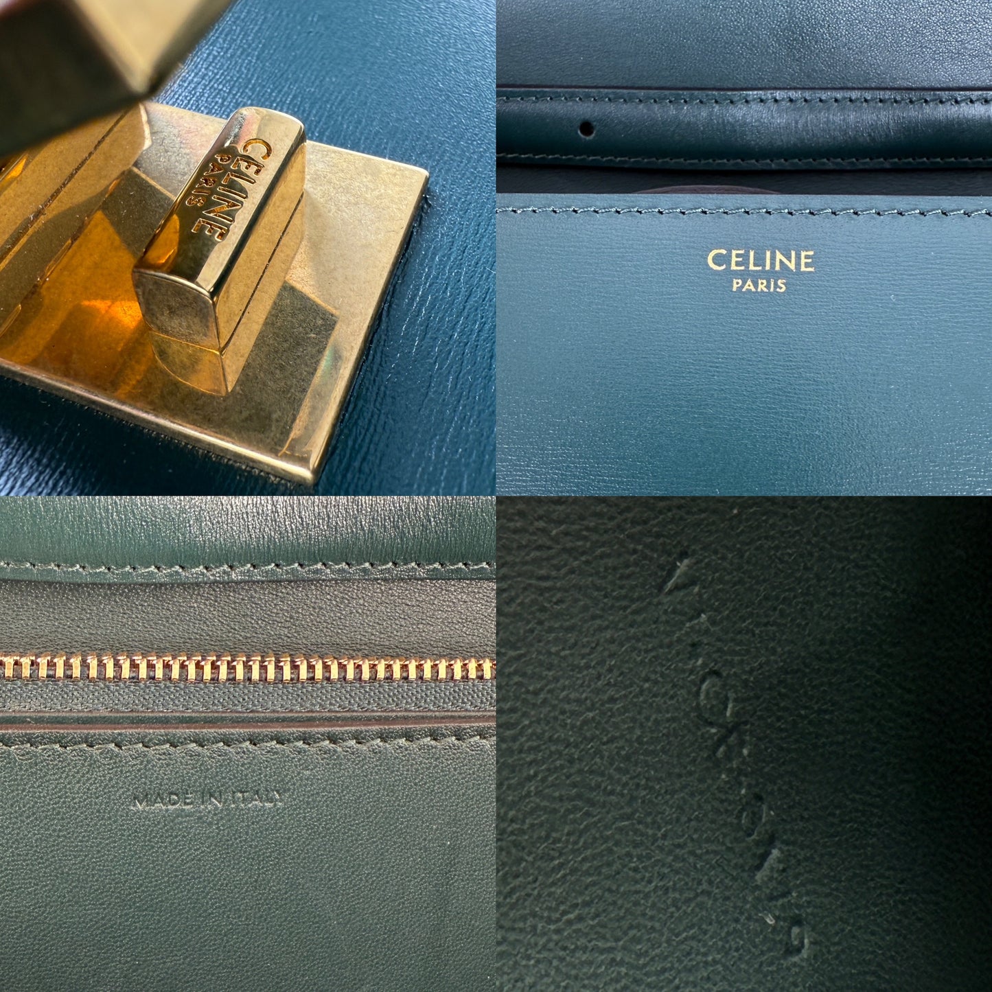 Celine Box Calfskin Amazon Green Classic Medium Crossbody Flap Bag