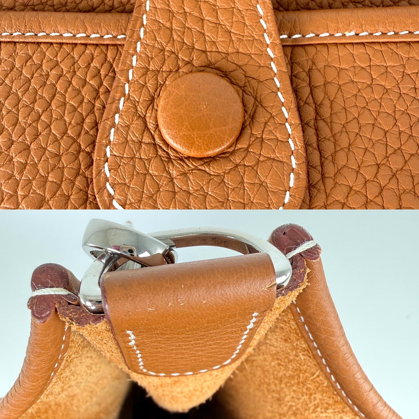 HERMES Evelyne III 33 Gold Clemence Leather Crossbody Bag