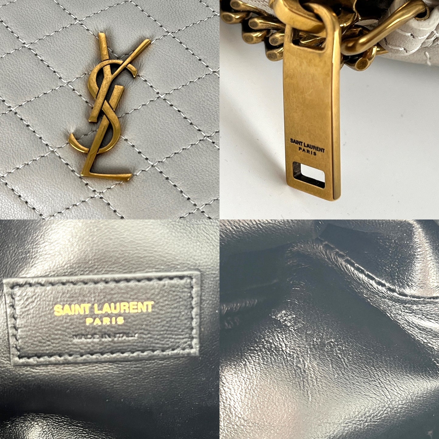 Saint Laurent YSL Mini Gaby Quilted Cream Ivory Crossbody Bag