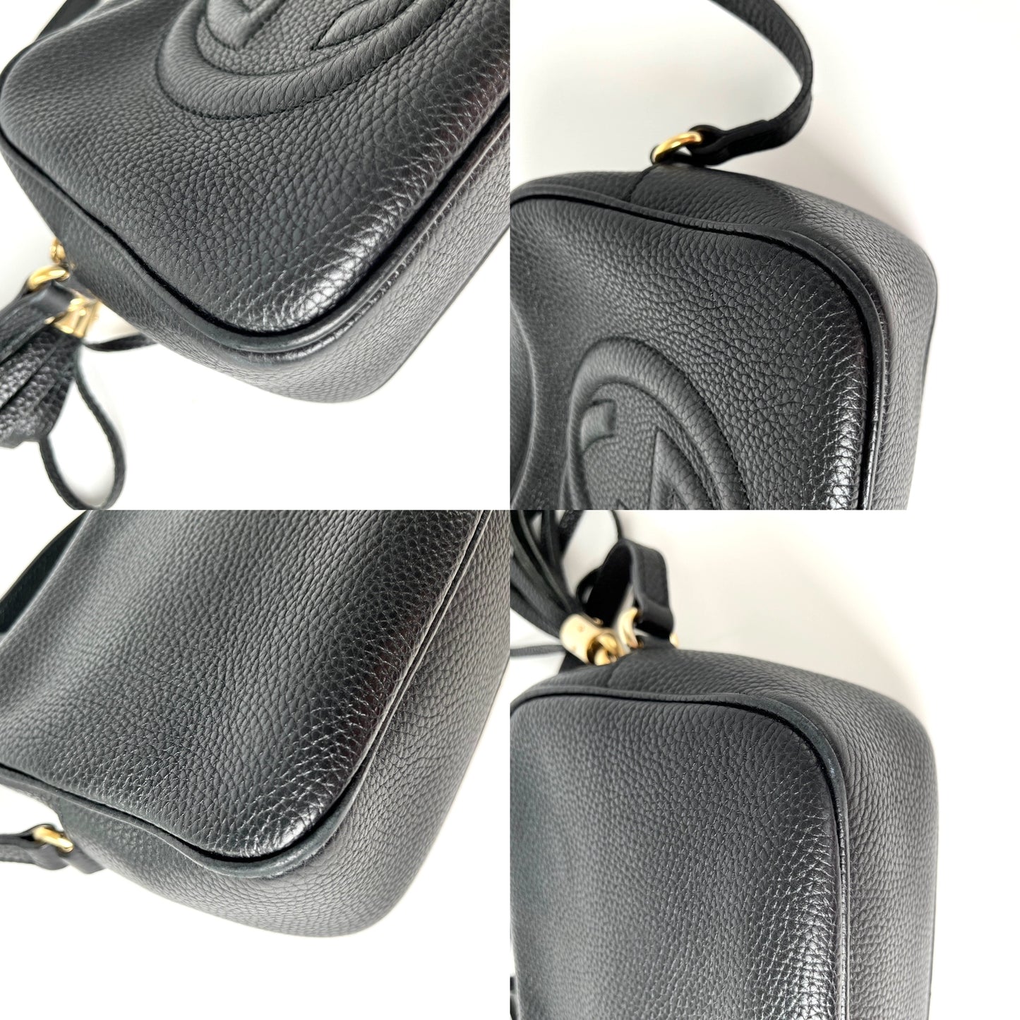 GUCCI GG Soho Disco Black Leather Camera Crossbody Bag