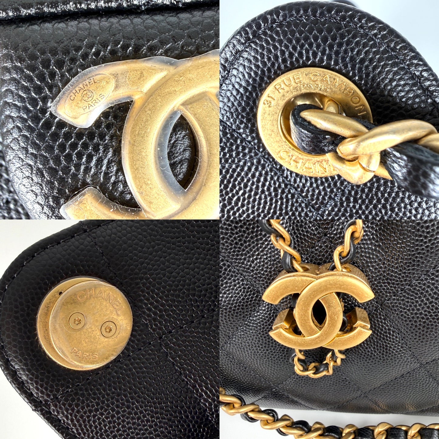 CHANEL 25 Mini Black Quilted Caviar Leather Shoulder Bag New with Tag