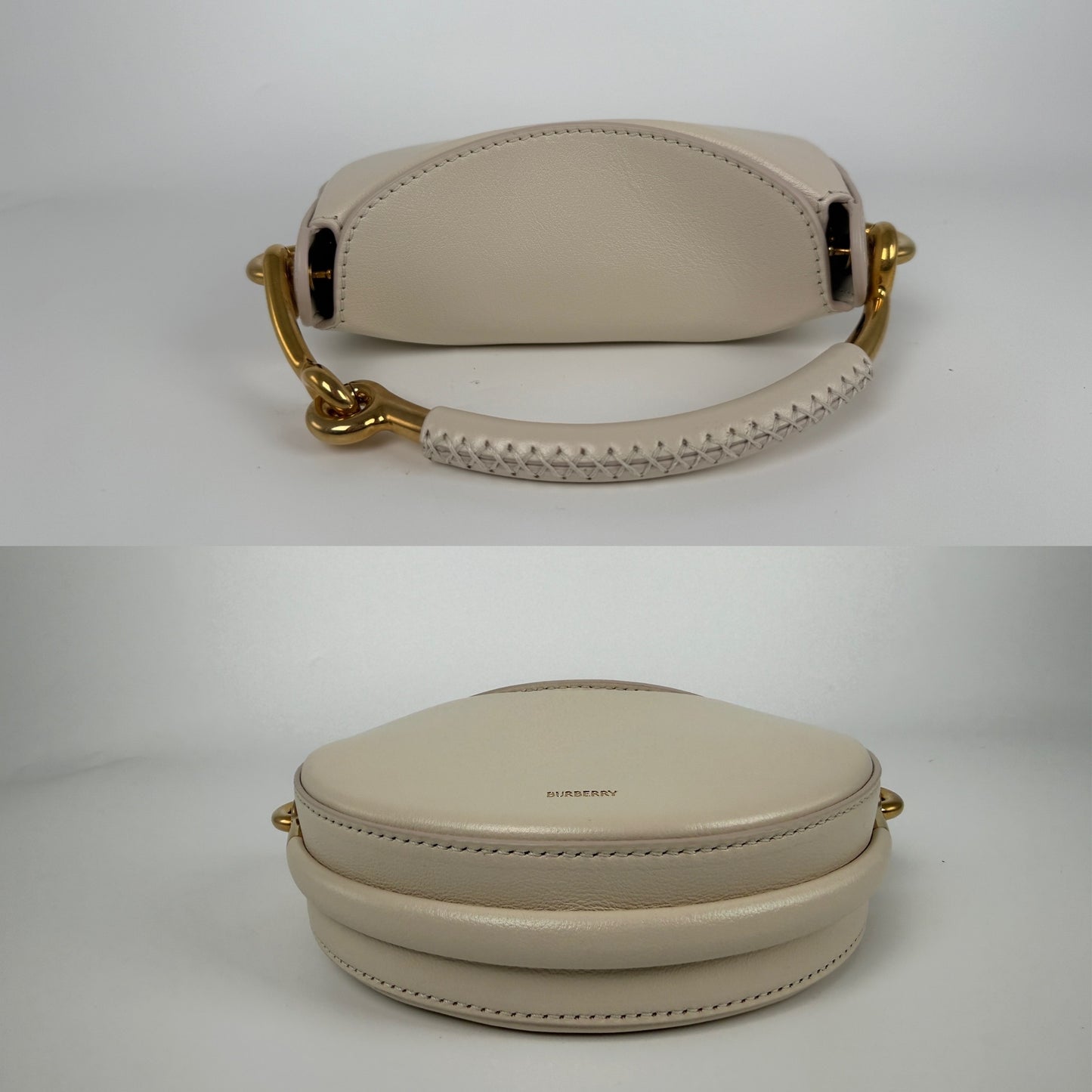 Burberry Bridle 2026 Leather Saddle Style Soap Cream Clutch Bag New