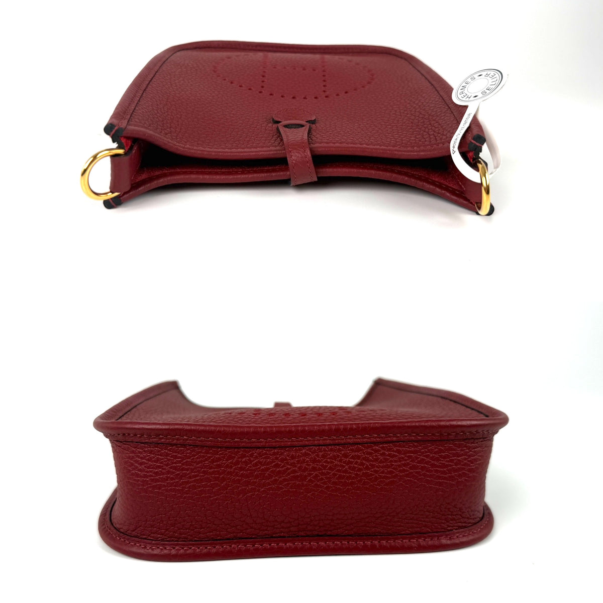 HERMES Mini Evelyne TPM 16 Rouge H Leather Crossbody Bag New