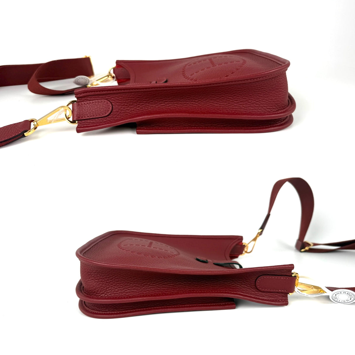 HERMES Evelyne 23 Rouge H Leather Crossbody Bag New