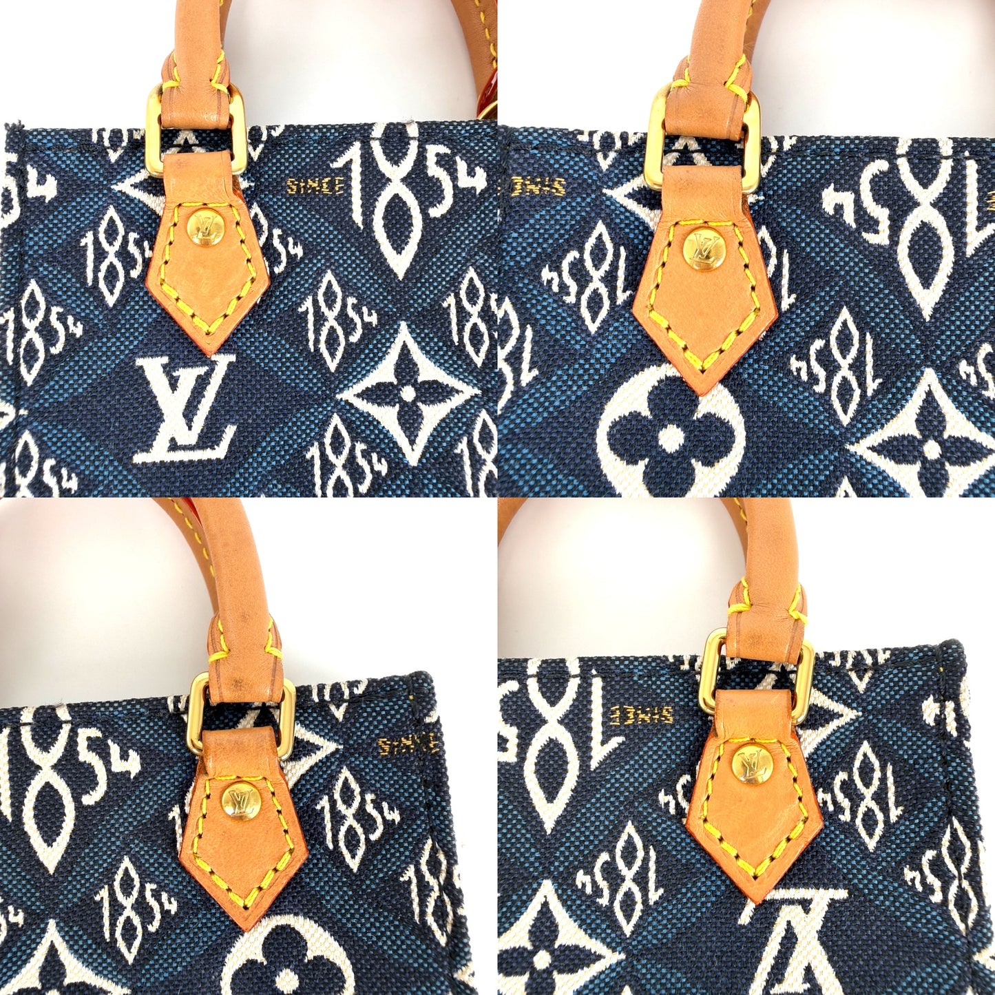 Louis Vuitton Since 1854 Petit Sac Plat Vertical Blue Canvas Monogram Crossbody Tote Bag