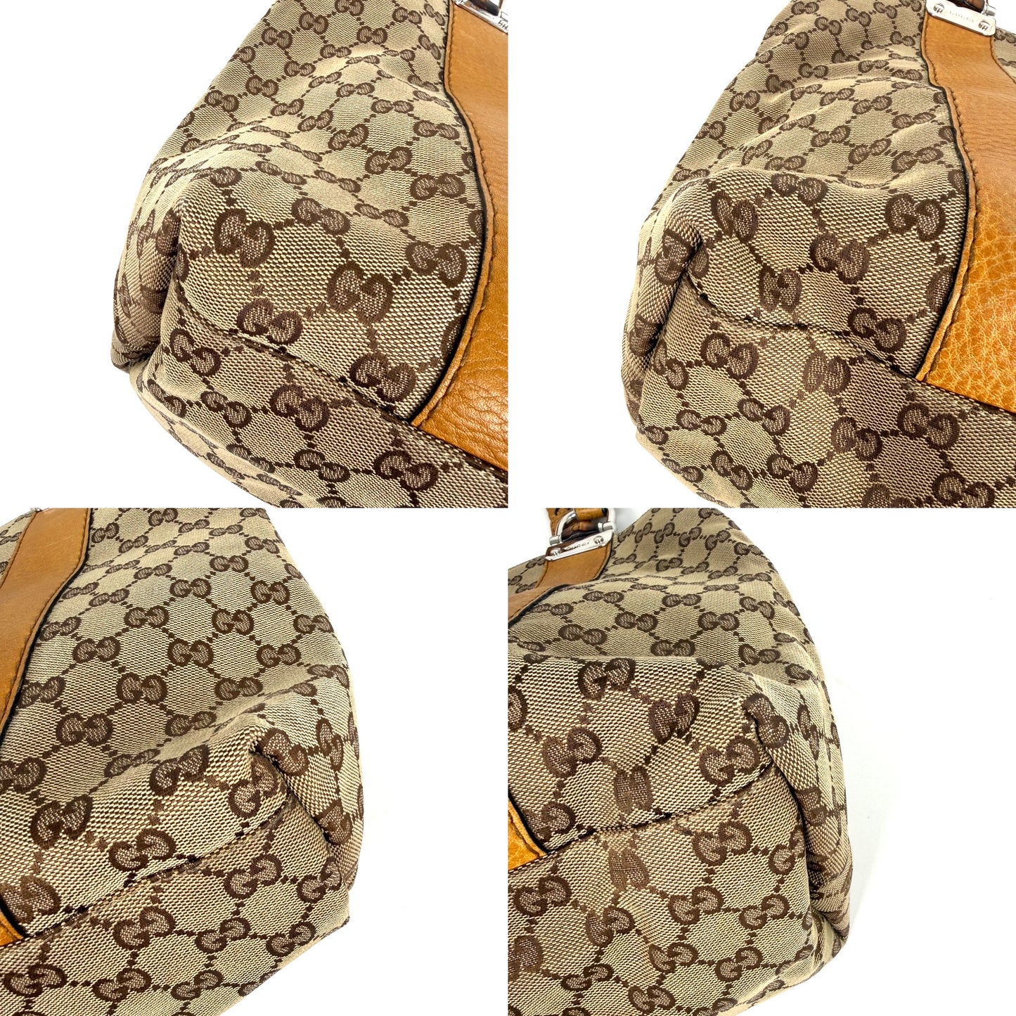 GUCCI Vintage Libeccio GG Canvas Bamboo Brown Tan Tote Bag