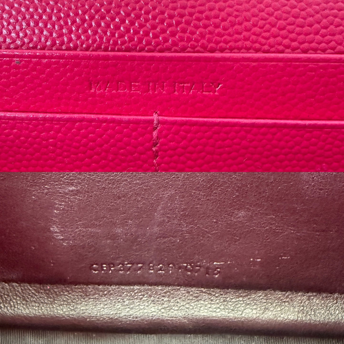 Saint Laurent YSL Kate Pink Grain de Poudre Leather Wallet on Chain