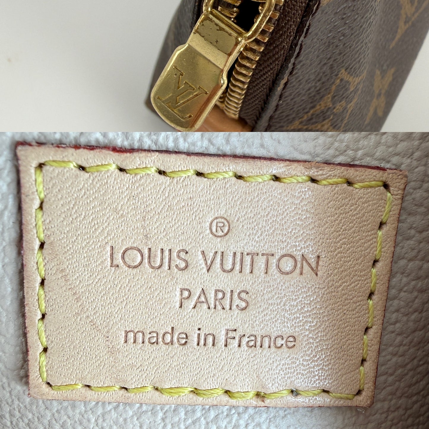 LOUIS VUITTON Brown Monogram Cosmetic Zip Pouch