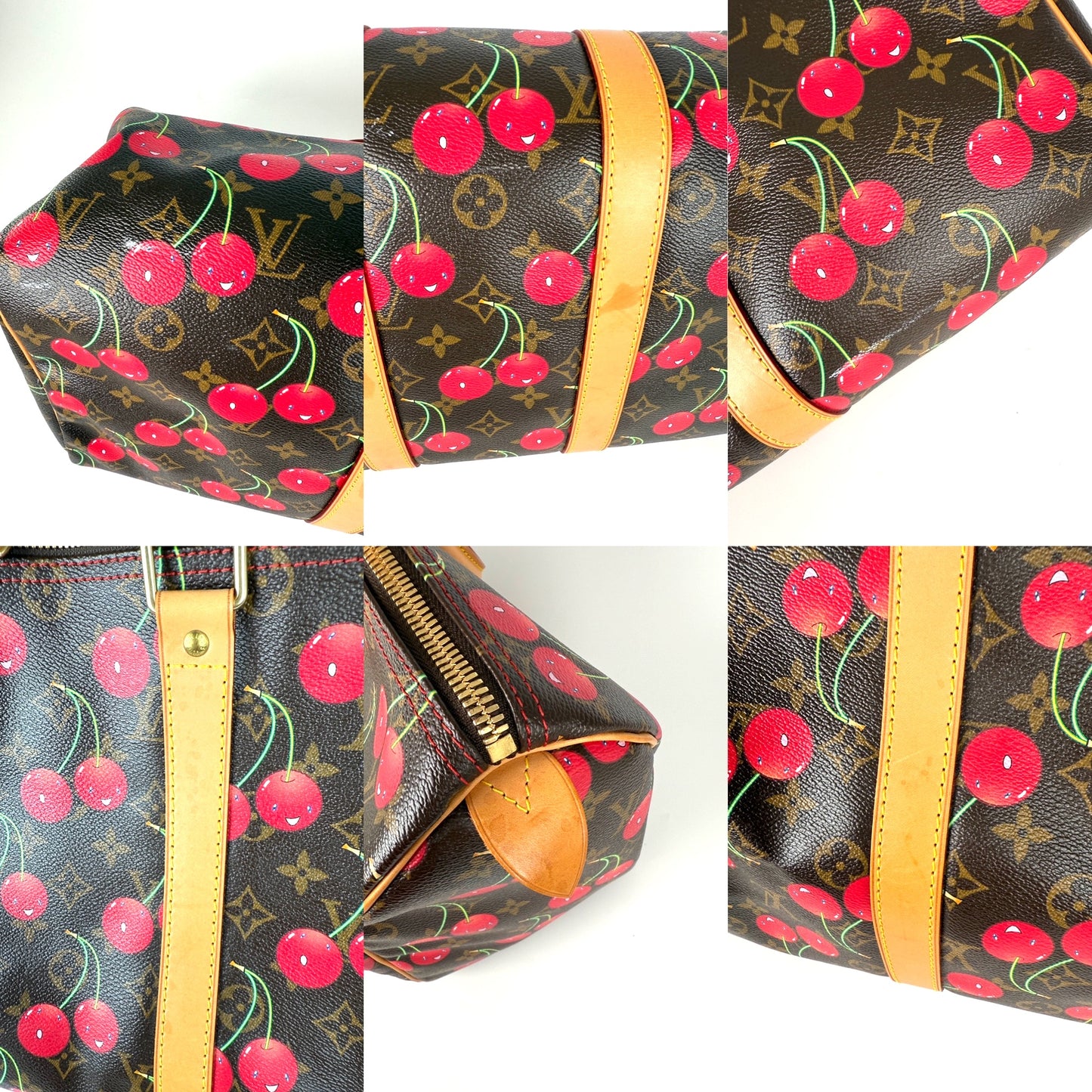 Vintage Louis Vuitton Keepall 45 Takashi Murakami Cerises Monogram Duffle Weekender Cherry Travel Bag