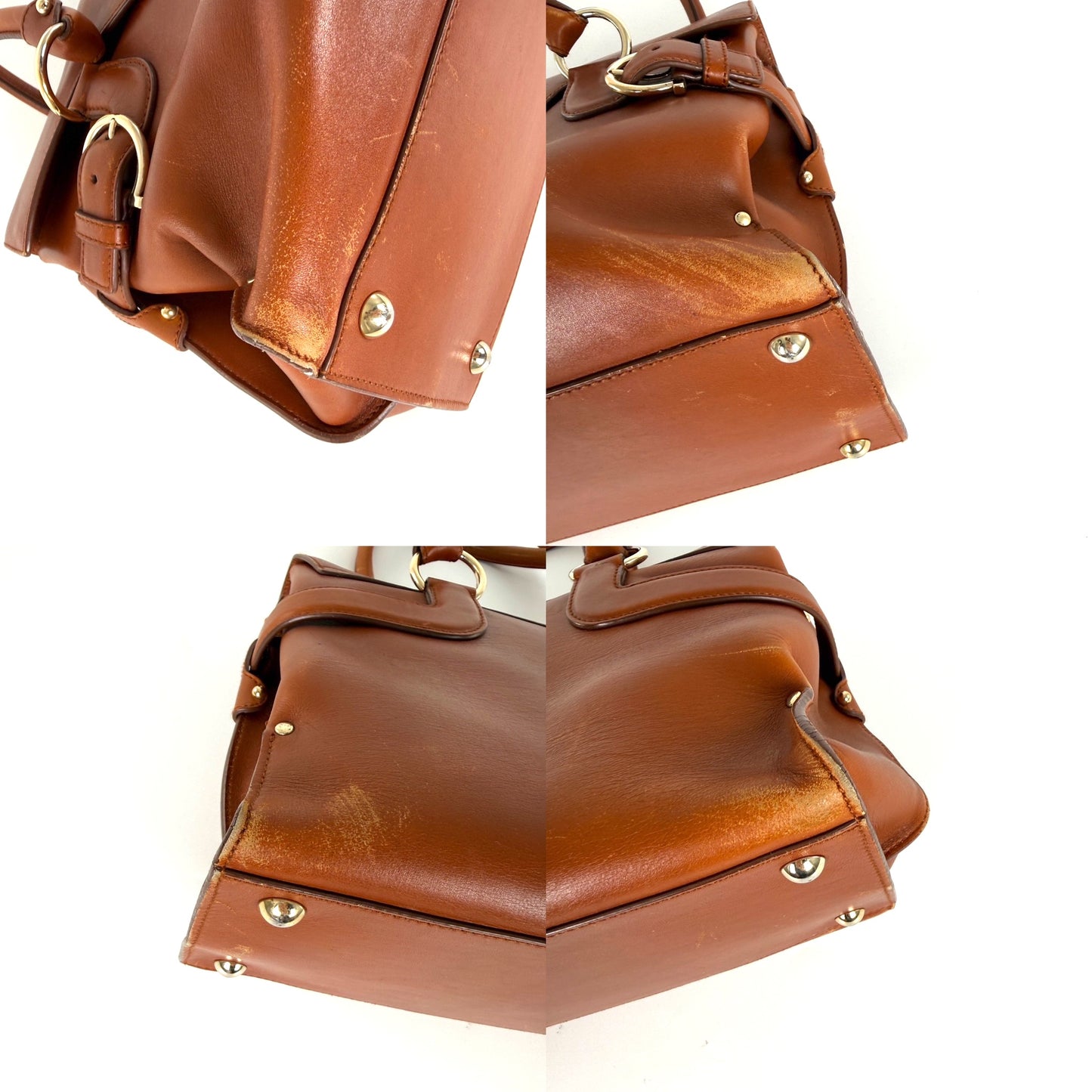 Salvatore Ferragamo Gancini Brown Leather Tote Shoulder Bag