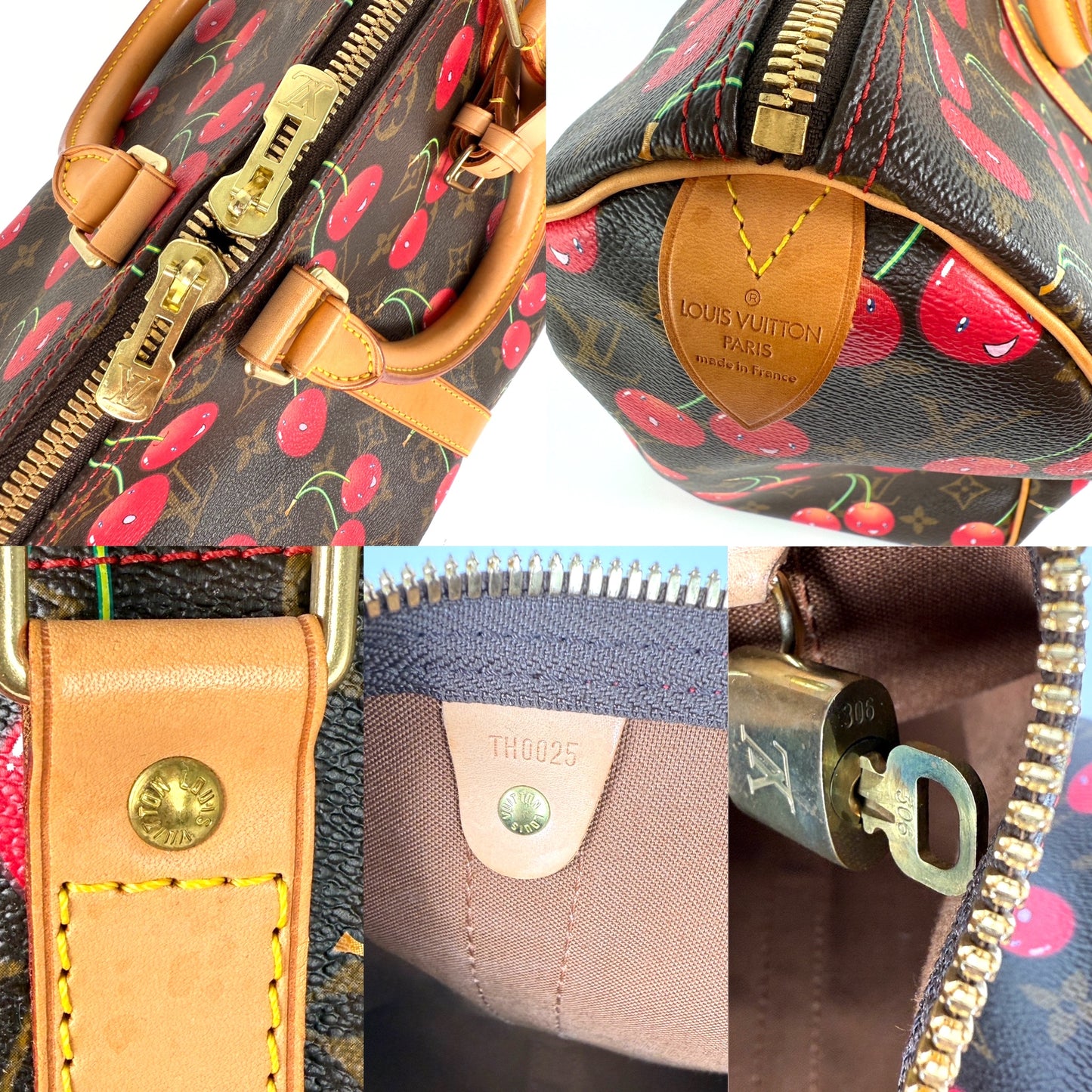 Vintage Louis Vuitton Keepall 45 Takashi Murakami Cerises Monogram Duffle Weekender Cherry Travel Bag
