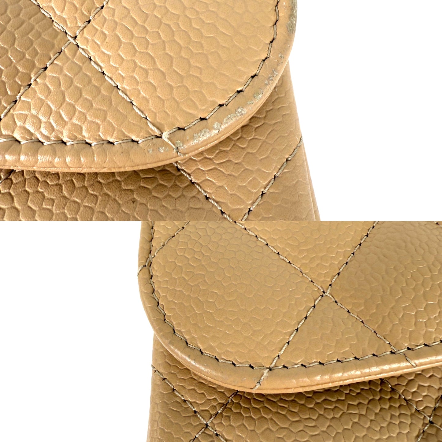 CHANEL Light Beige Caviar Jumbo Quilted Gold Hardware Classic Double Flap Bag