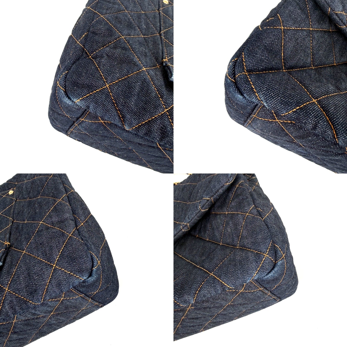 CHANEL Dark Denim Quilted XXL Travel Flap Dark Blue Orange Shoulder Crossbody Bag