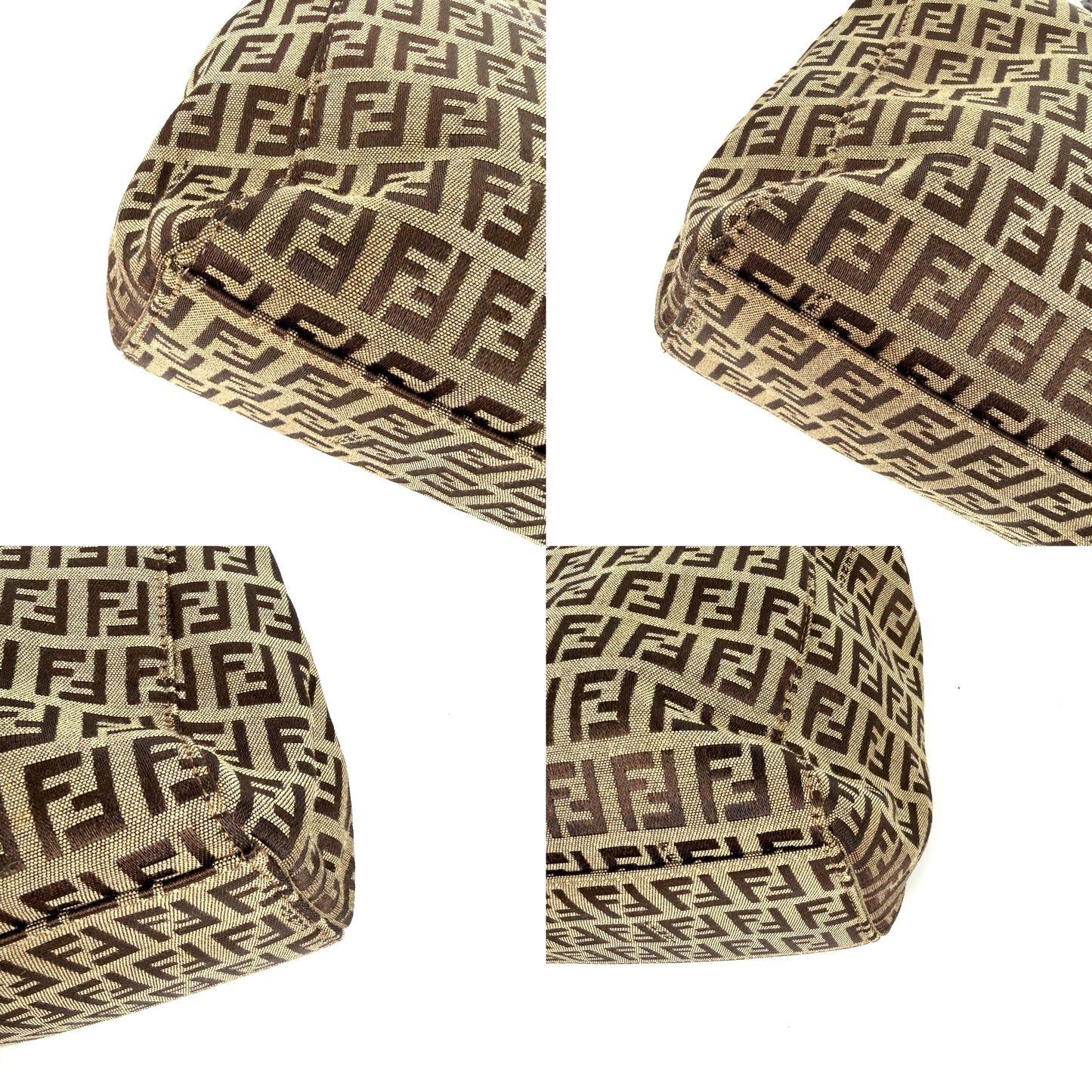 FENDI Vintage Zucchino FF Print Monogram Brown Beige Canvas Tote Bag