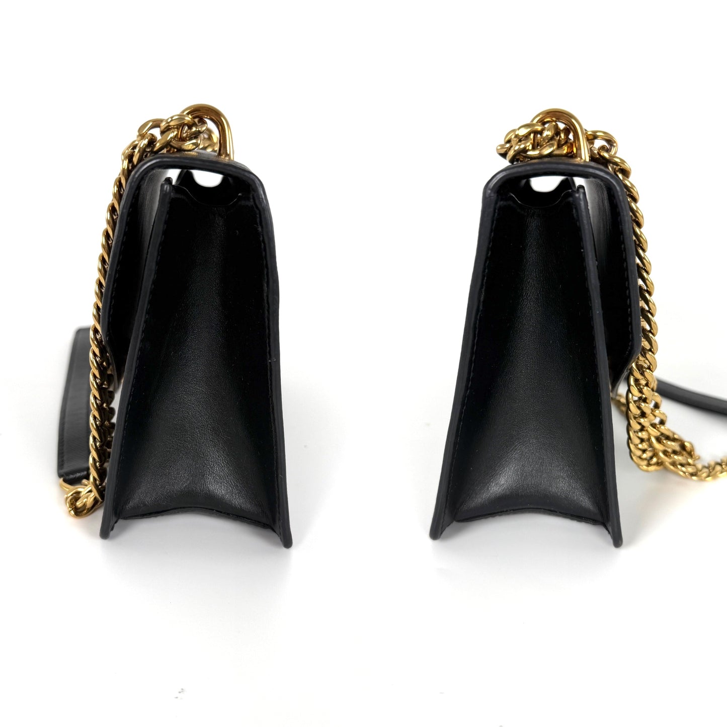 Prada Envelope Saffiano Soft Calfskin Flap Chain Metal Triangle Logo Black Leather Shoulder Crossbody Bag