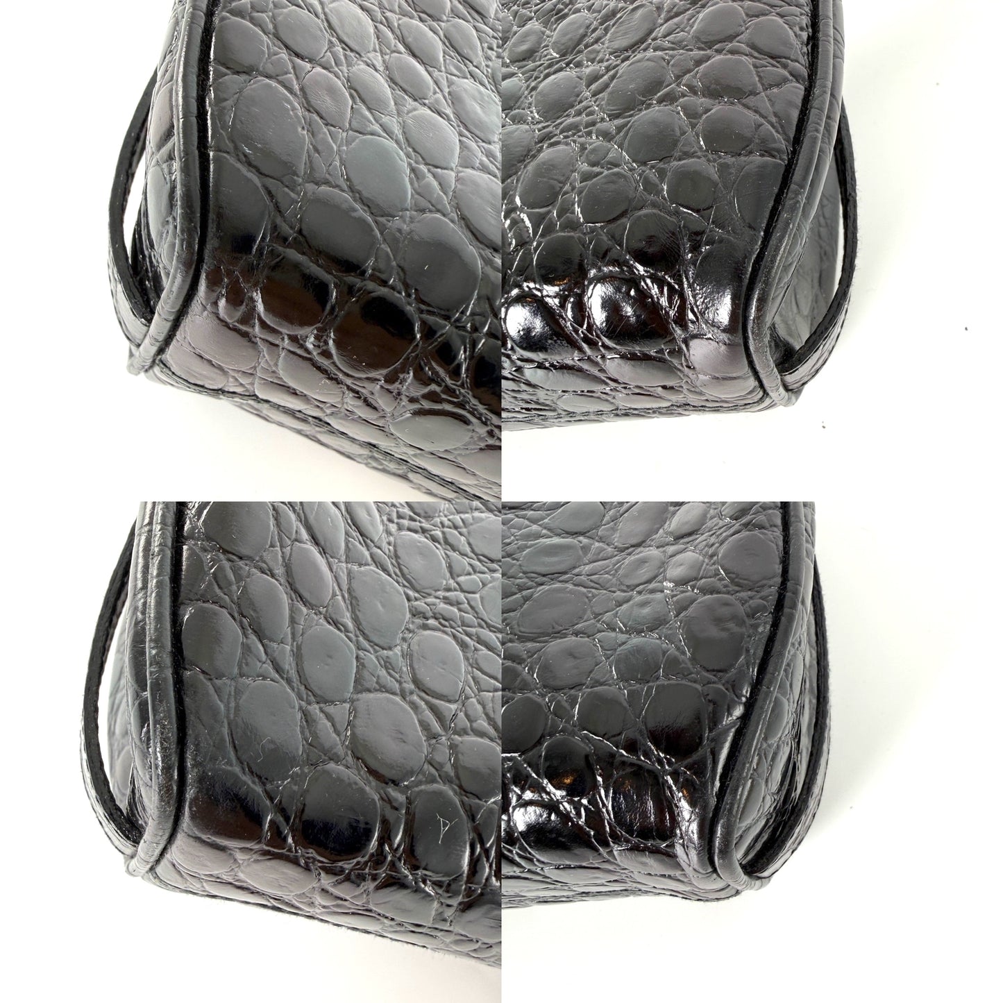 Salvatore Ferragamo Vara Black Croc Embossed Leather Crossbody Bag