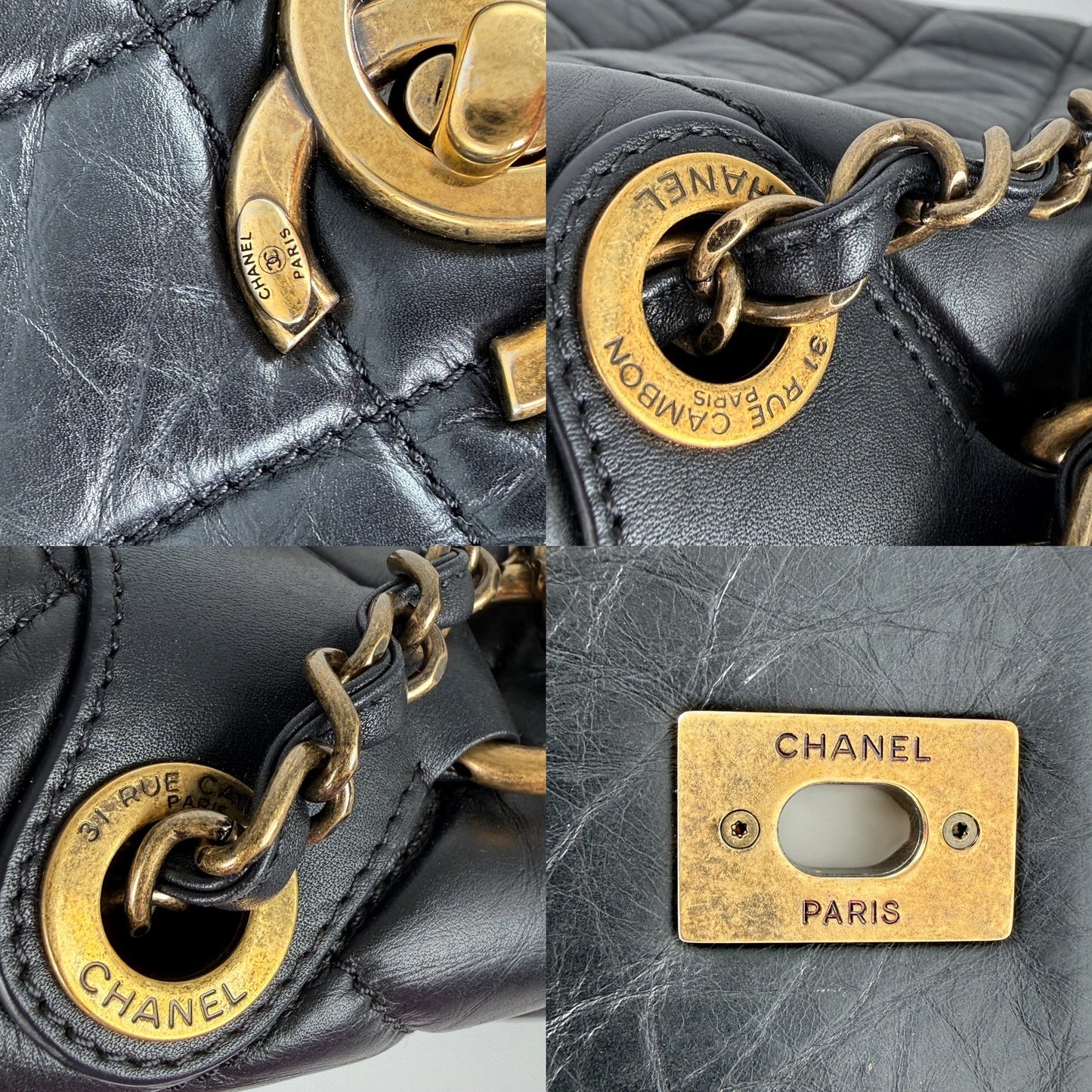 CHANEL Paris Bombay Pondicherry Black Full Flap Aged Quilted Leather Top Handle Shoulder Bag