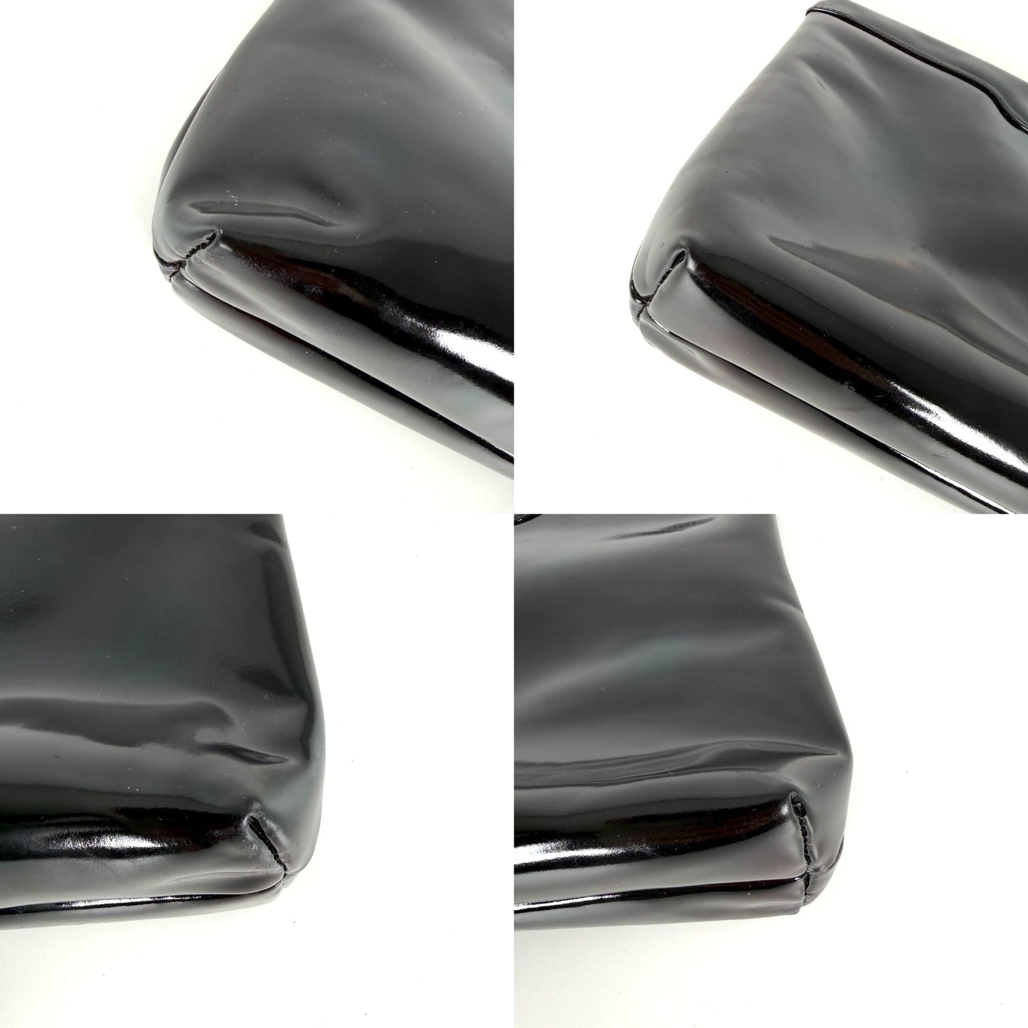 Vintage Salvatore Ferragamo Black Patent Leather Crossbody Clutch Bag