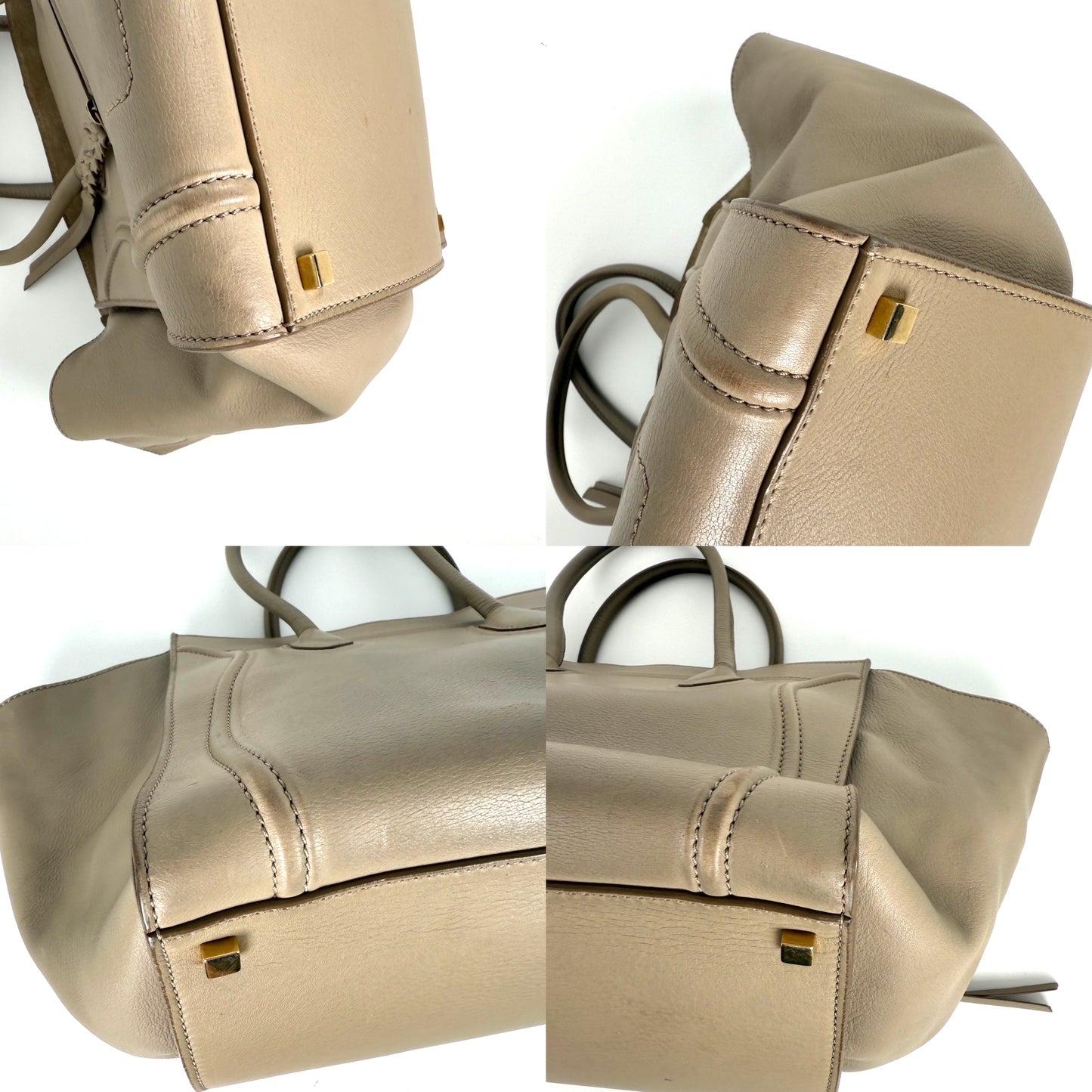 CELINE Luggage Phantom Medium Grained Calfskin Taupe Leather Satchel Bag