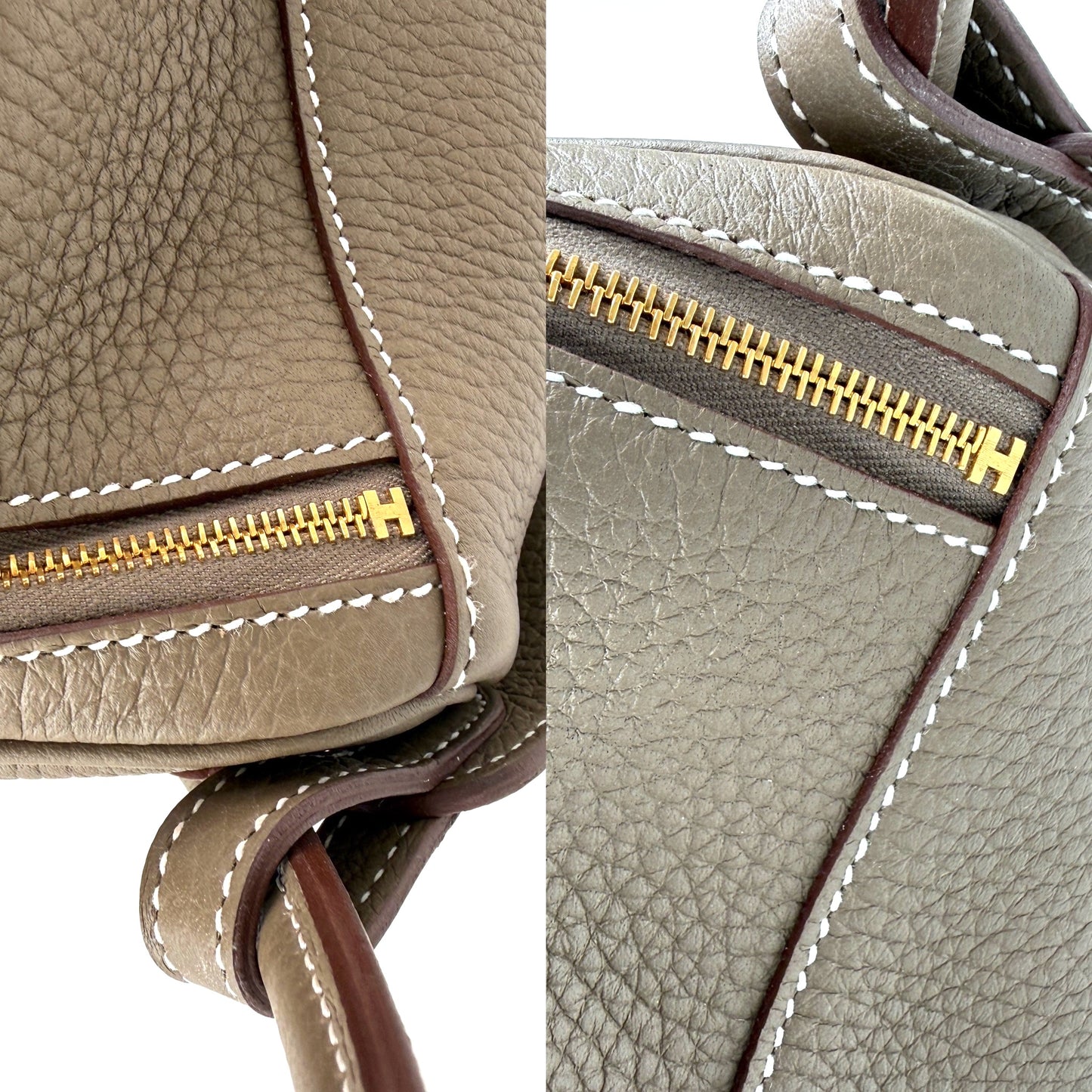HERMES Lindy 26 Etoupe Taurillon Clemence Leather 2025 Gold Hardware Zip Shoulder Bag