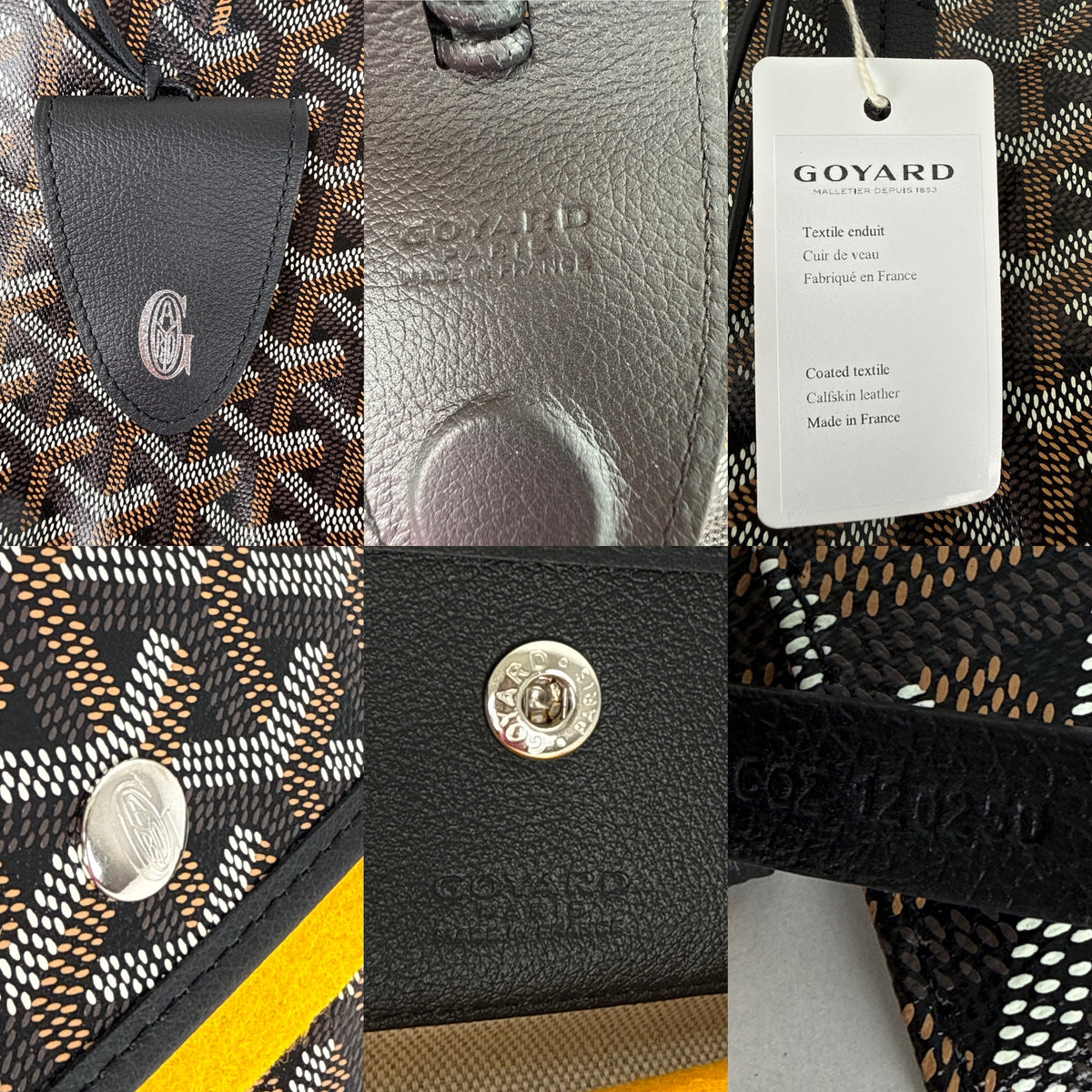 GOYARD Goyardine Saint Louis GM Black Tote Bag with Pouch New