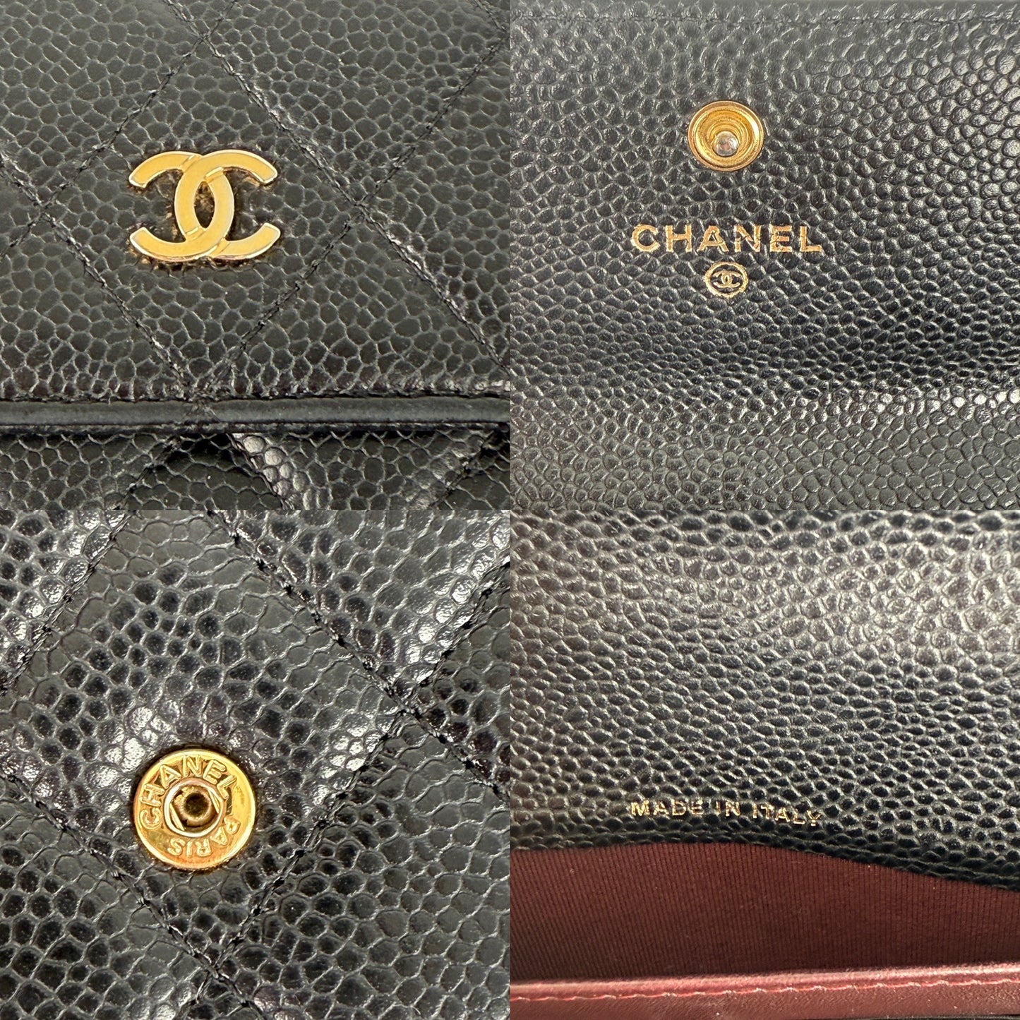 CHANEL Black Caviar Leather Flap Long Continental Wallet