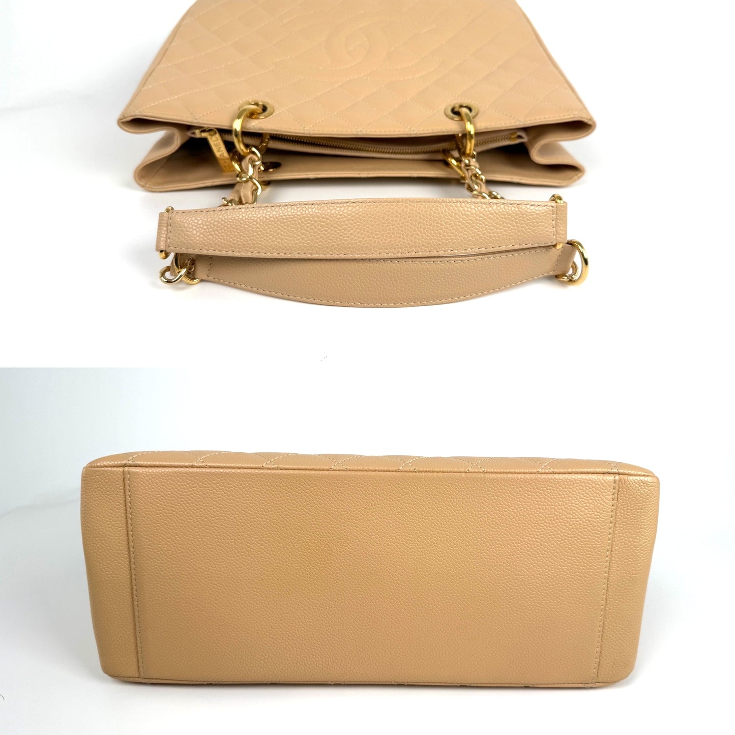 CHANEL GST Beige Clair Quilted Caviar Leather Grand Shopping Tote Bag