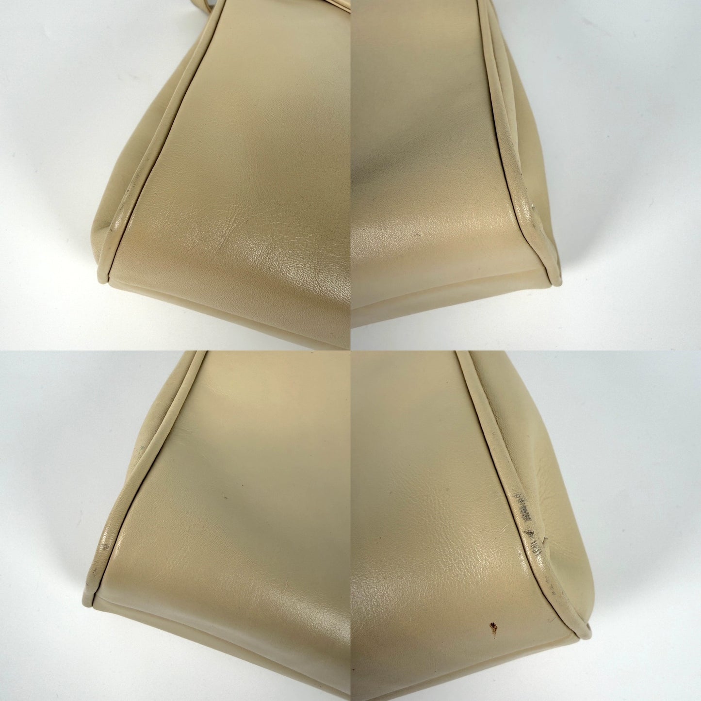 Vintage Salvatore Ferragamo Cream Leather Crossbody Flap Bag