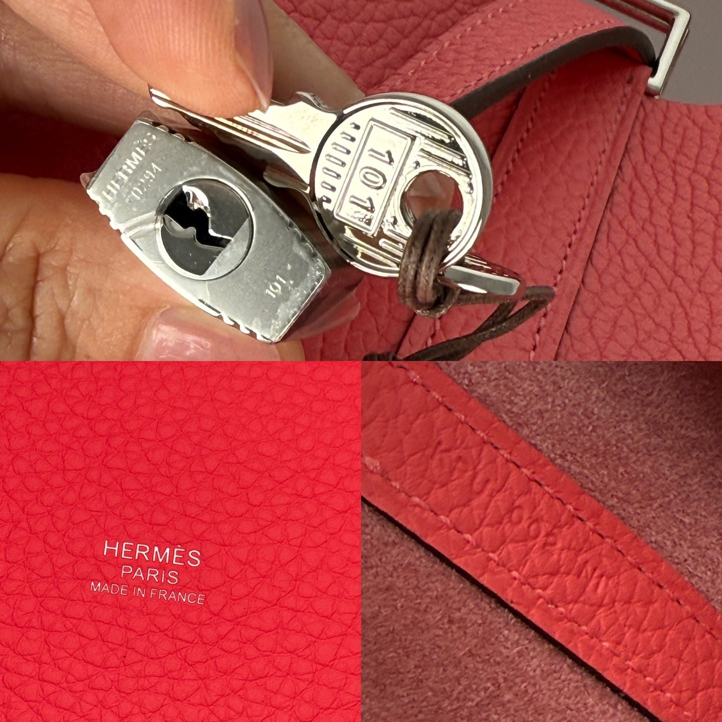 HERMES Picotin Lock 18 PM Pink Rose Azalee Taurillon Clemence Satchel Top Handle Bag