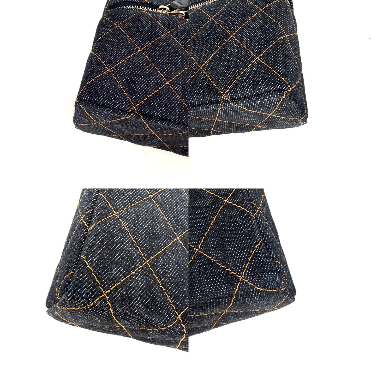 CHANEL Long Classic Vanity Dark Denim Quilted Zip Top Handle Crossbody with Chain Bag New