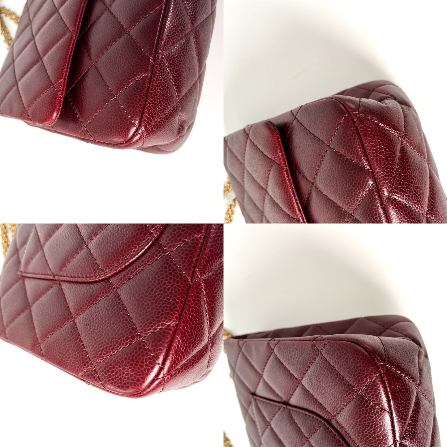 CHANEL 2.55 Burgundy Caviar 227 Classic Flap Gold Hardware Shoulder Crossbody Bag