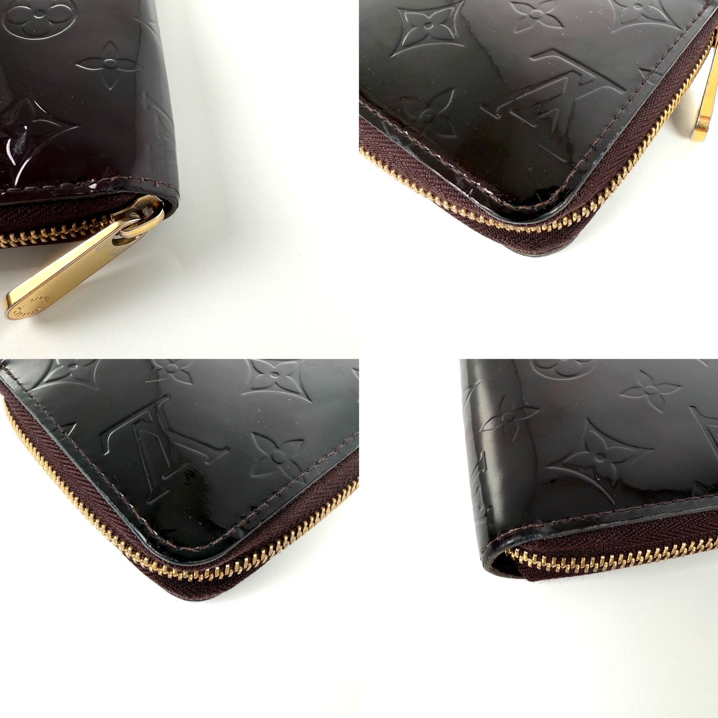 LOUIS VUITTON Vernis Zippy Long Amarante Zip Around Monogram Wallet