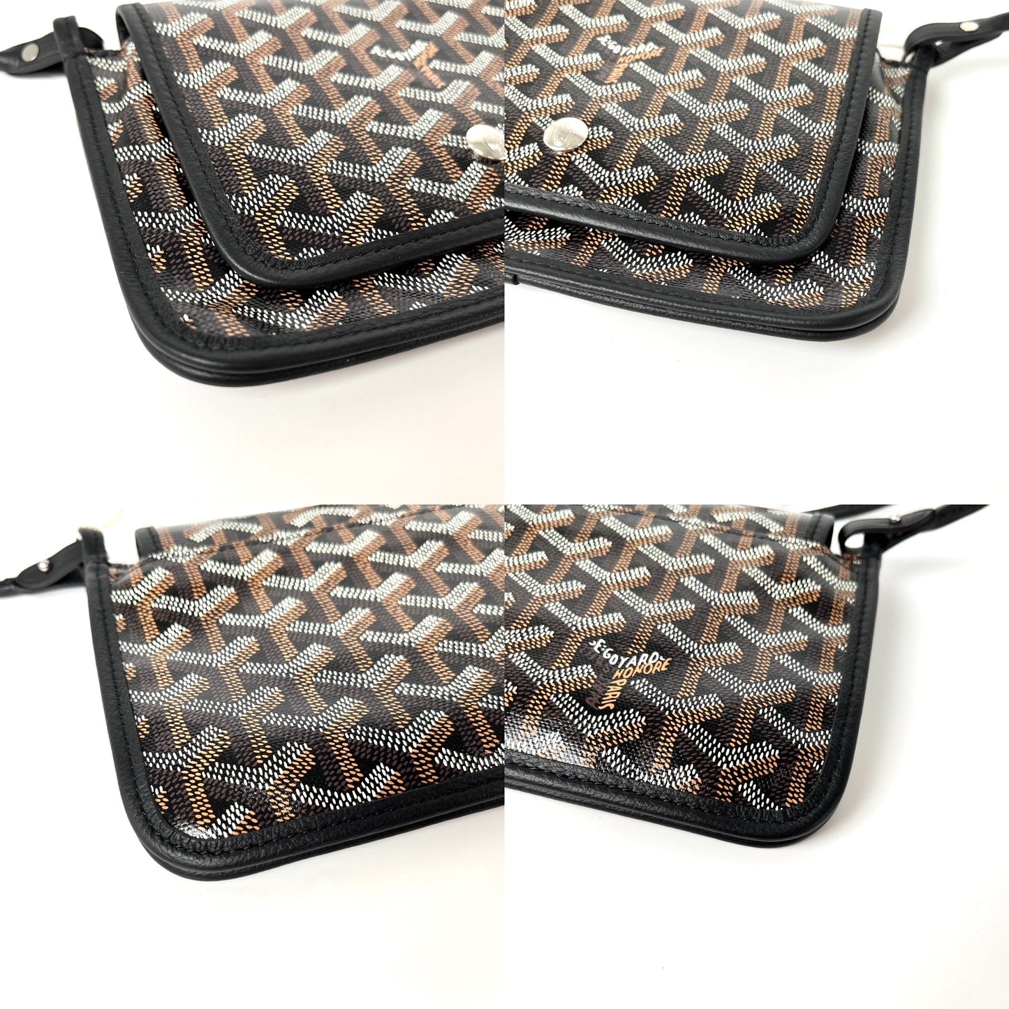 GOYARD Goyardine Plumet Black Wallet Crossbody Bag