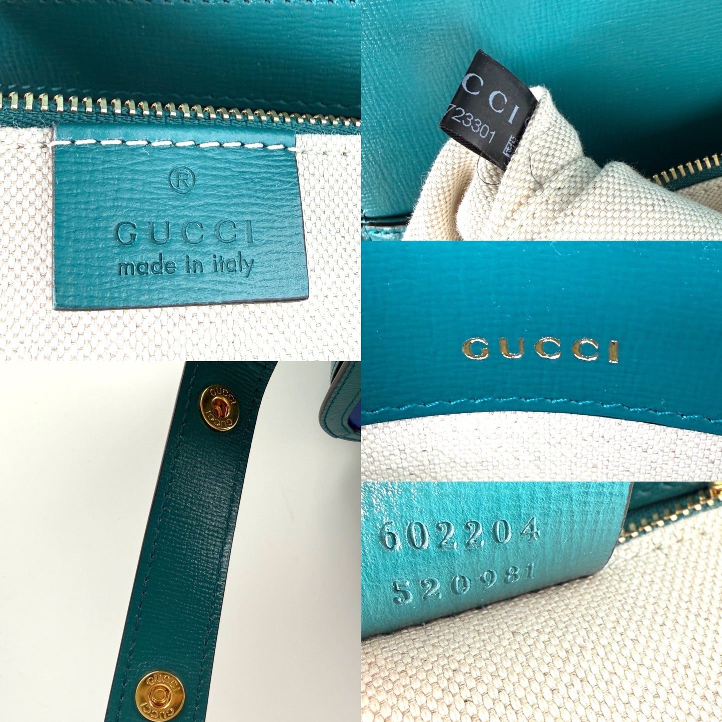 Gucci 1955 Azalea Calfskin Horsebit Medium Blue Green Leather Shoulder Crossbody Bag