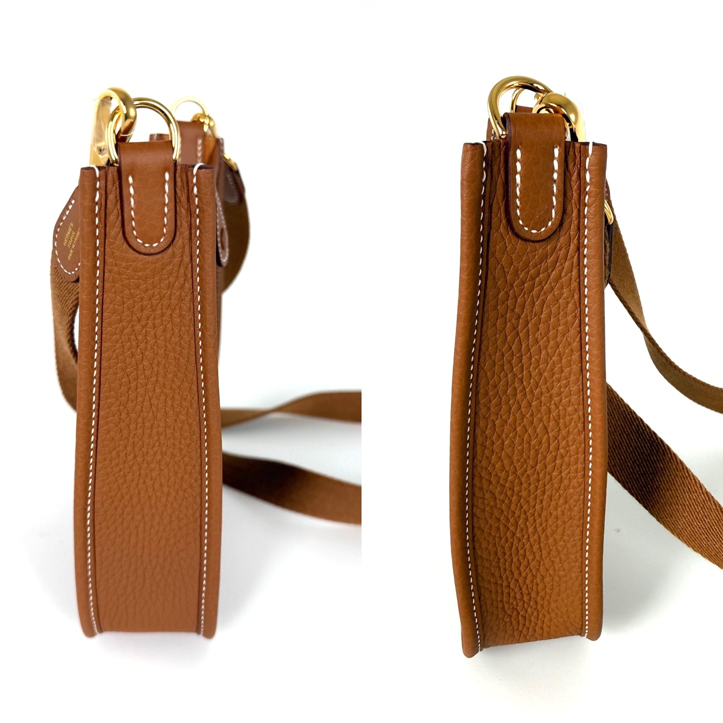 HERMES Mini Evelyne TPM 16 Gold on Gold Leather Crossbody Bag New