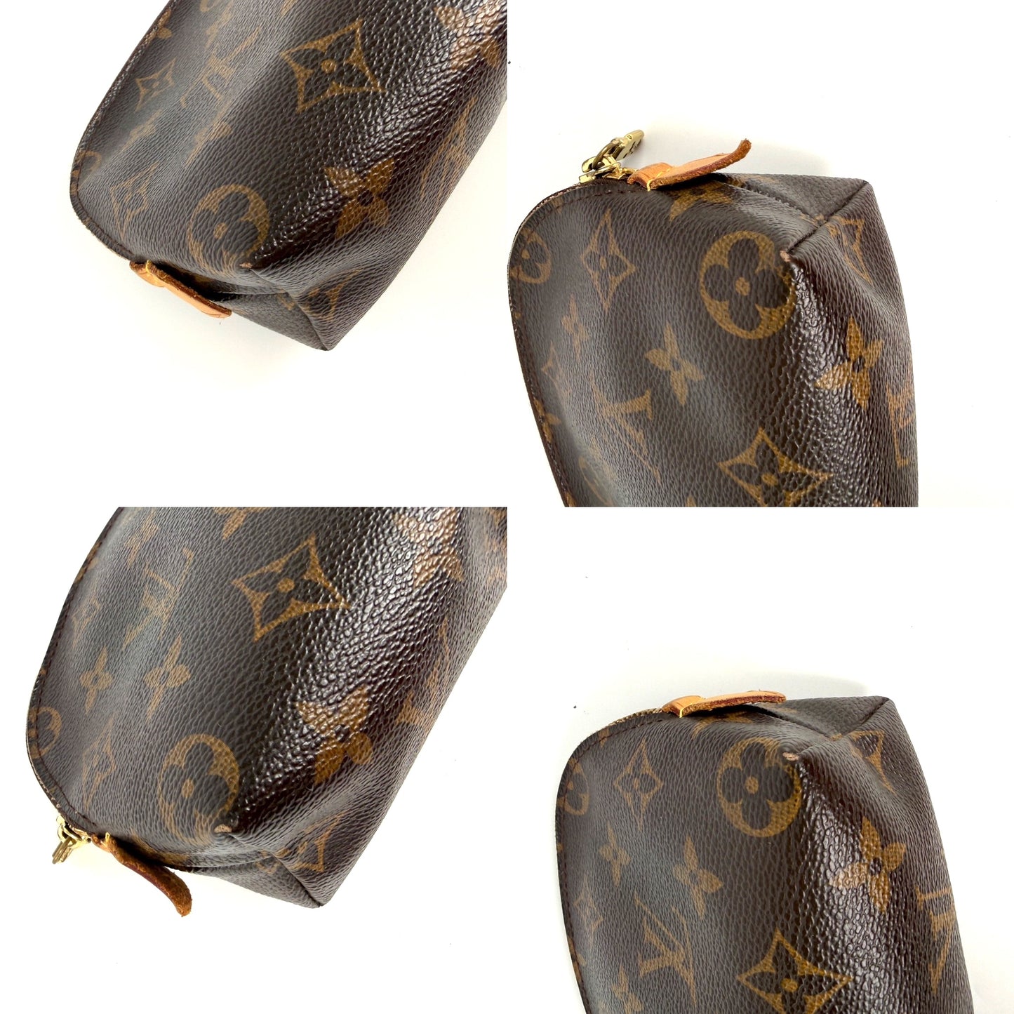 LOUIS VUITTON Brown Monogram Cosmetic Zip Pouch