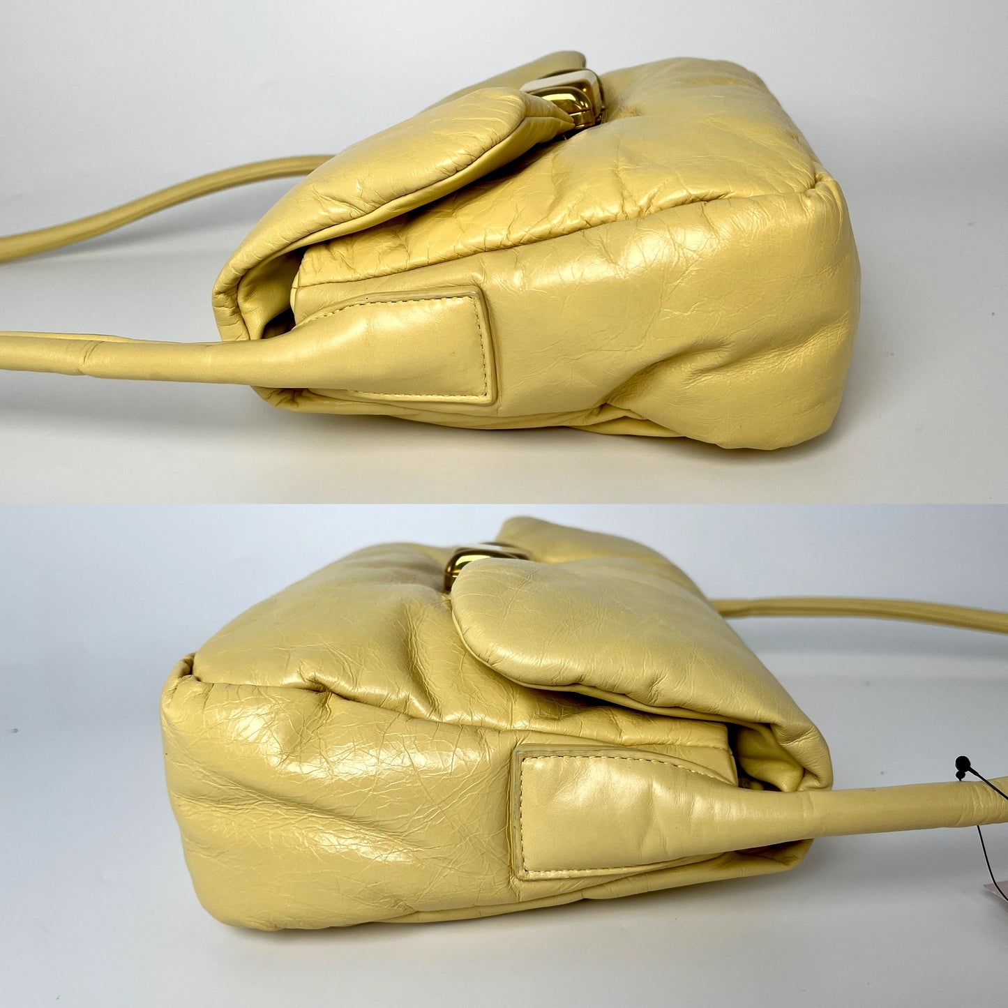 Bottega Veneta Yellow Butter Paper Calfskin 19 Puffy Shoulder Bag