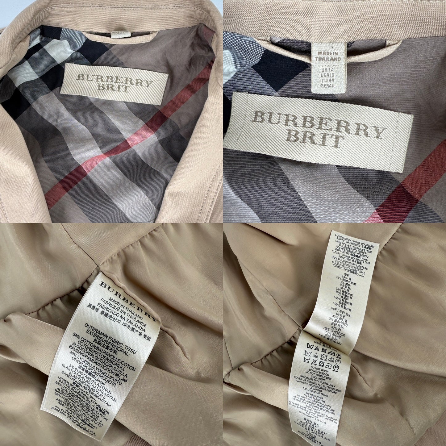 BURBERRY Brit Beige Cotton Short Blazer Jacket 10 44