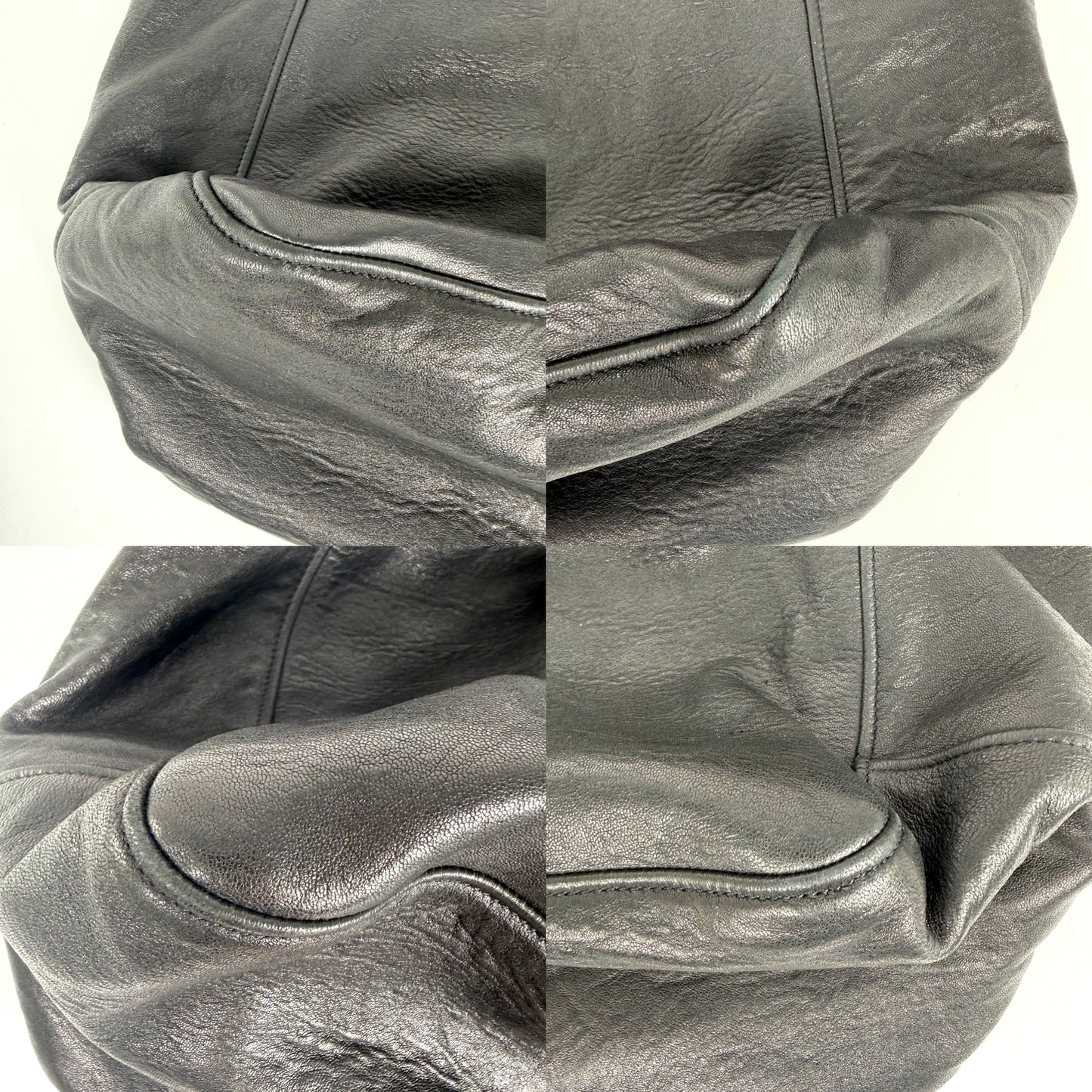 Saint Laurent Maxi North South Vertical Hobo Black Grained Leather Tote Bag