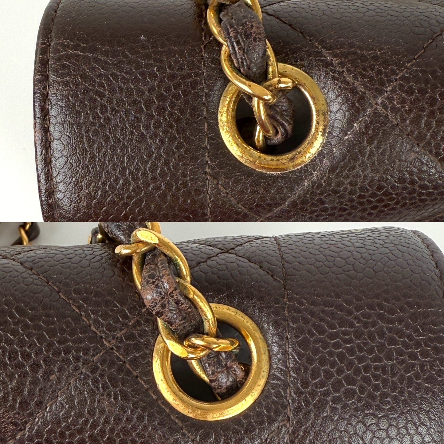 Vintage CHANEL Diana Medium Brown Caviar Quilted Leather Crossbody Flap Bag